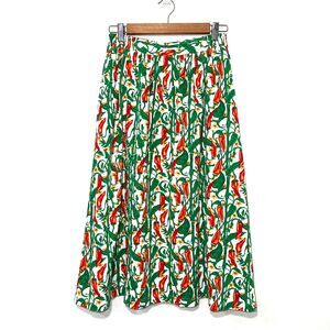 RARE Vintage The Eagles Eye Cotton Novelty Pepper Print Midi Skirt M